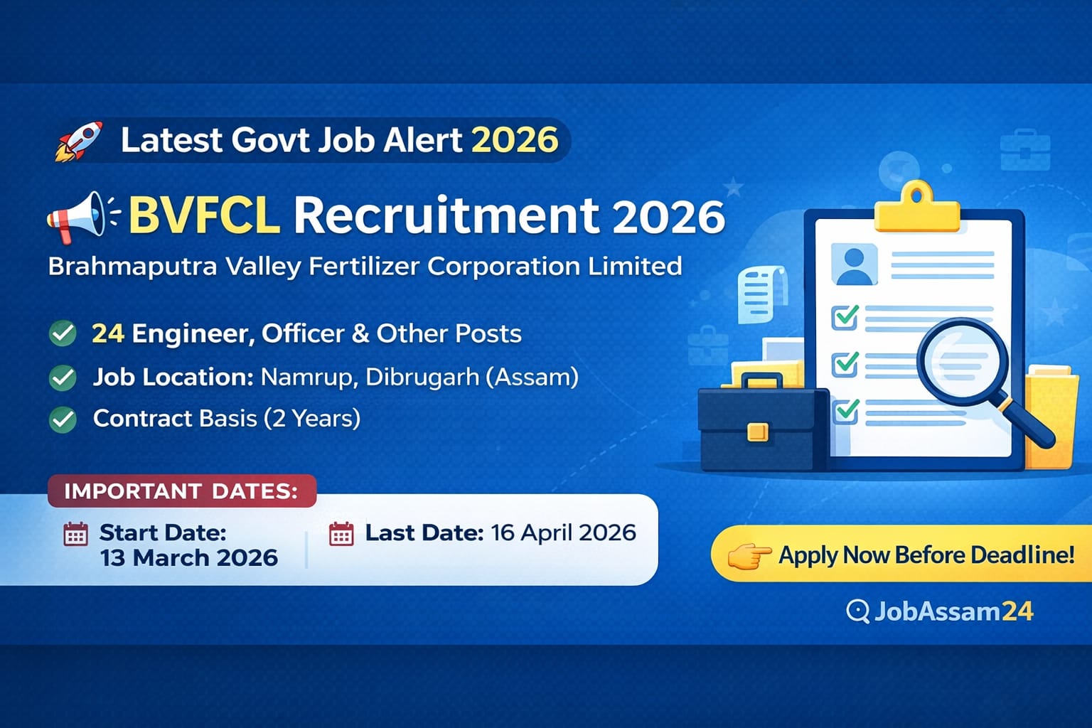 Brahmaputra Valley Fertilizer Corporation Limited Recruitment 2026