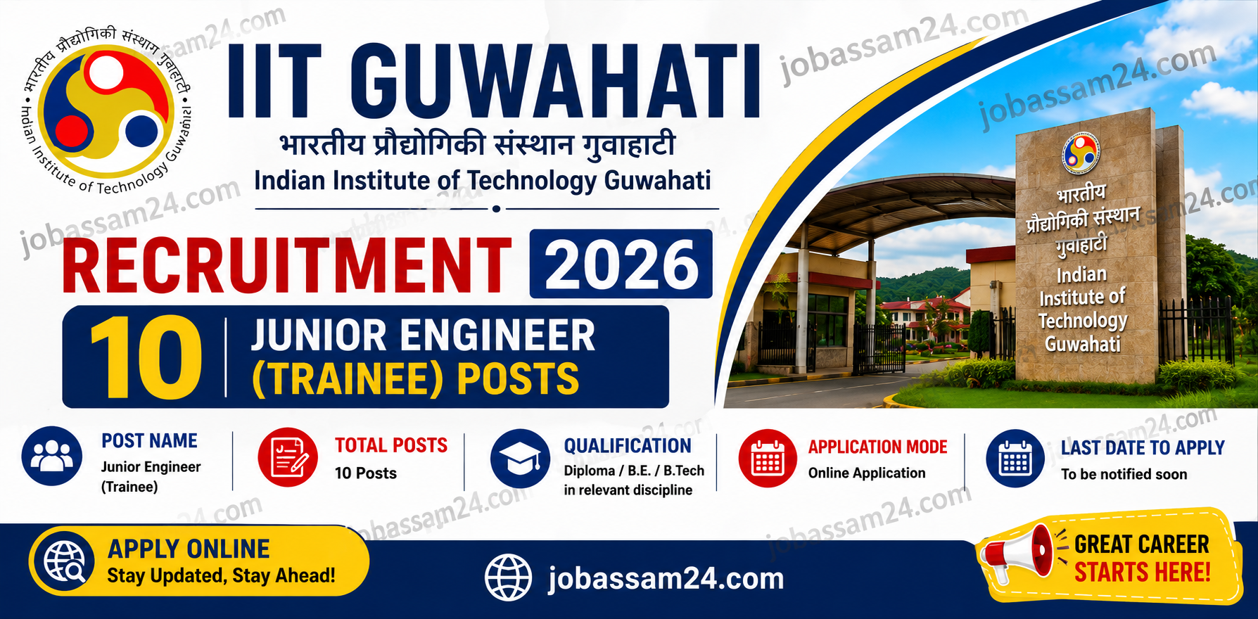 IIT Guwahati Recruitment 2026 – 10 Junior Engineer (Trainee) Posts ...